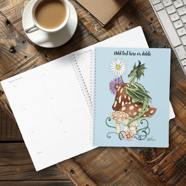 Whimsical Green Fantasy Dragon Mushroom Flowers Planner (Creator Uploaded)