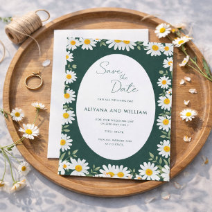Whimsical Green Floral Border Save The Date Invitation