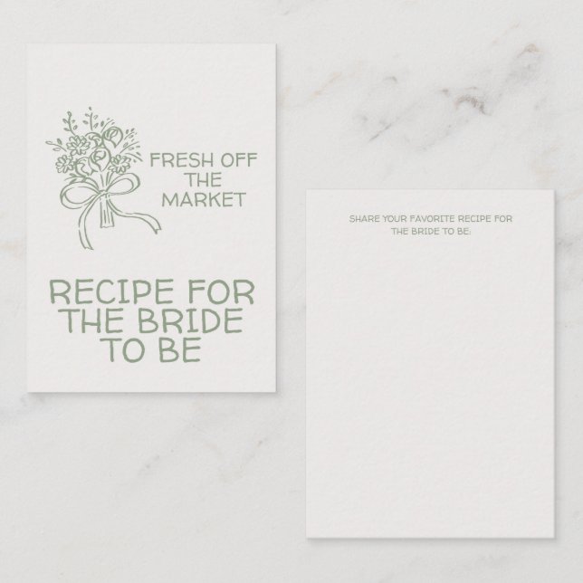 Whimsical Green Fresh Off The Market Bridal Shower Enclosure Card (Front/Back)