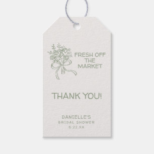 Whimsical Green Fresh Off The Market Bridal Shower Gift Tags