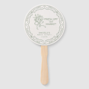 Whimsical Green Fresh Off The Market Bridal Shower Hand Fan