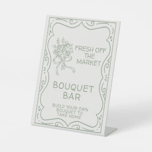 Whimsical Green Fresh Off The Market Bridal Shower Pedestal Sign