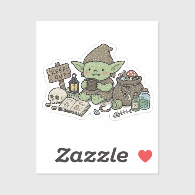 Whimsical Green Goblin Fantasy Laptop Journal Deco (Sheet)
