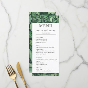 Whimsical Green Leaves Wedding Menu