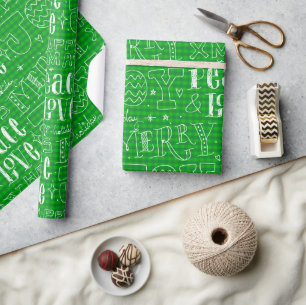 Whimsical Green Merry Christmas Script Wrapping Paper