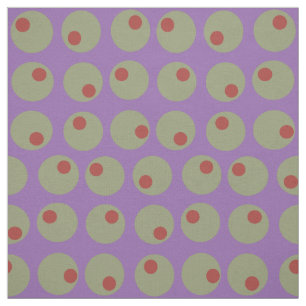 Whimsical Green Olives Dots Pattern on Purple Fabric