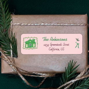 Whimsical Green Pink Doodle Christmas