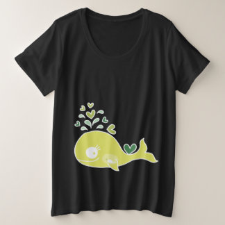 Whimsical Green Pregnant Mummy Whale With Baby Plus Size T-Shirt