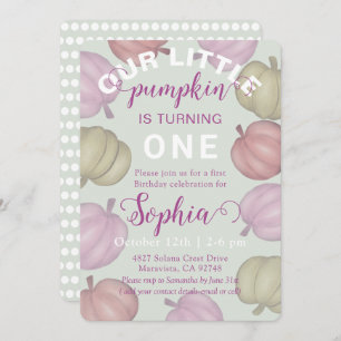 Whimsical Green Pumpkins & Photo Birthday Invitation