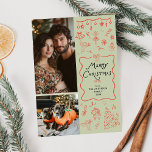 Whimsical Green Red Hand Drawn Christmas 2 Photo Holiday Card<br><div class="desc">Share your warmest wishes with this personalised 2 photo Holiday card. Featuring a cosy winter scene with mistletoe & greenery, it’s the perfect way to showcase your favourite family memories. **Notes: Top Image - Vertical Photo preferred & for Bottom Image - Horizontal Photo Preferred (Use Crop tool to adjust Photo...</div>