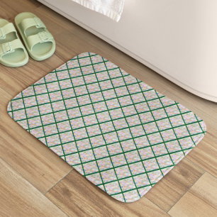 Whimsical Green Rhombus Abstract Bath Mat