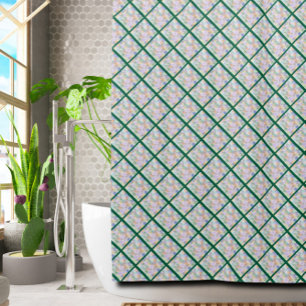 Whimsical Green Rhombus Abstract Shower Curtain