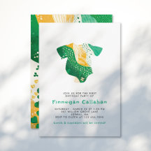 Whimsical Green Shamrocks Lucky One First Birthday