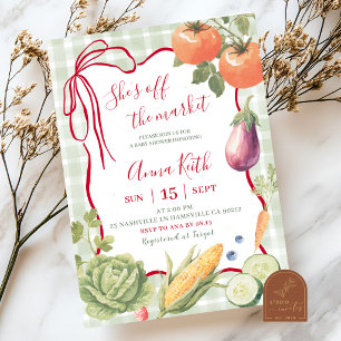 Whimsical Green Stripes Locally Grown Baby Shower Invitation