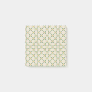 Whimsical Green Sunflower Chequered Retro Botanica Post-it Notes