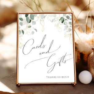 Whimsical Greenery and Gold Cards and Gifts Sign