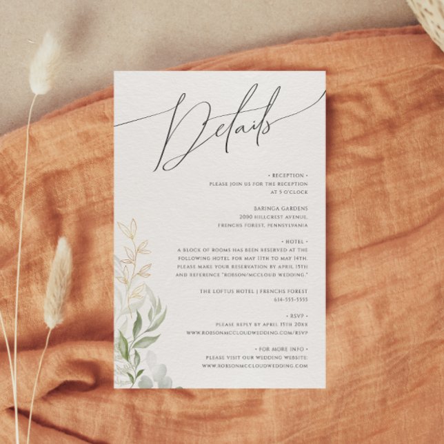 Whimsical Greenery and Gold Details Enclosure Card (Creator Uploaded)