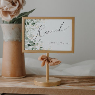 Whimsical Greenery and Gold   Reserved Sign