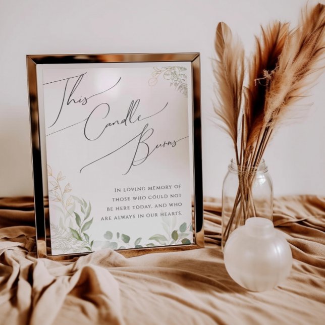 Whimsical Greenery and Gold This Candle Burns Poster (Creator Uploaded)