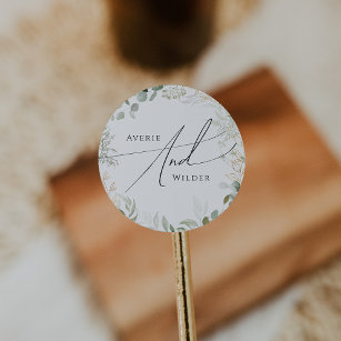 Whimsical Greenery and Gold Wedding Envelope Seals