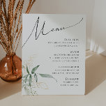Whimsical Greenery and Gold | Wedding Menu Pedestal Sign<br><div class="desc">Step into a world of enchantment with our whimsical greenery and gold | wedding menu pedestal sign, perfect for your botanical spring boho wedding. Adorned with sage green eucalyptus and gold accents, this menu pedestal sign exudes elegance and modern whimsy. Imagine strolling through a magical summer garden, surrounded by the...</div>
