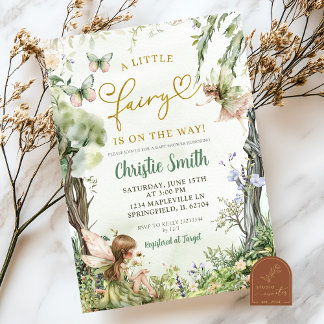 Whimsical Greenery Forest Little Fairy Baby Shower Invitation