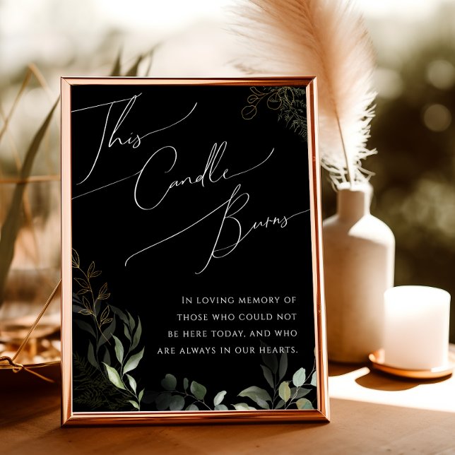 Whimsical Greenery Gold | Black This Candle Burns Poster (Creator Uploaded)
