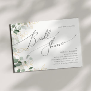 Whimsical Greenery Gold   Horizontal Bridal Shower Invitation