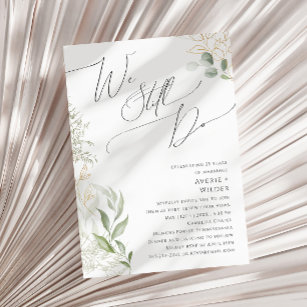 Whimsical Greenery Gold   We Still Do Vow Renewal Invitation