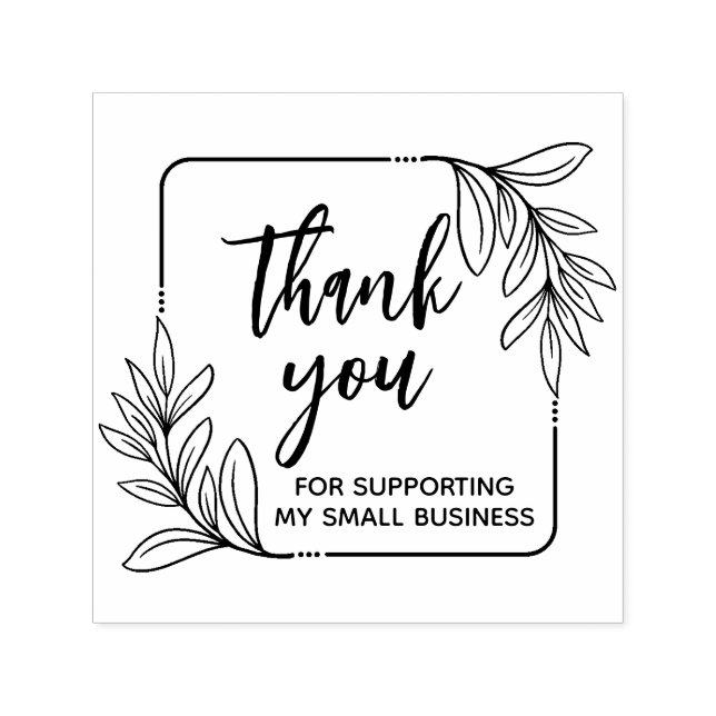 Whimsical Greenery Handmade Thank You Self-inking Stamp (Design)