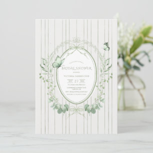 Whimsical Greenery Vintage Bridal Shower Invitation