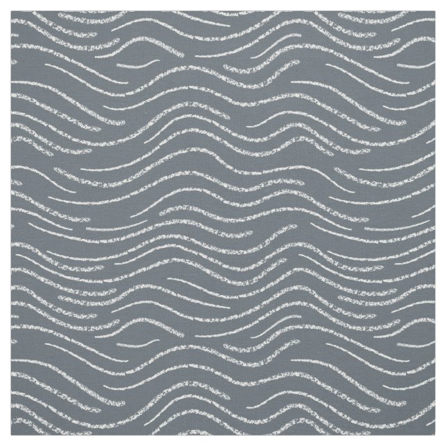 Whimsical Grey and White Wavy Striped Scribbles Fabric (Swatch)