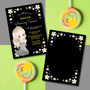 Whimsical Grey Dress Princess Floral Birthday  Invitation