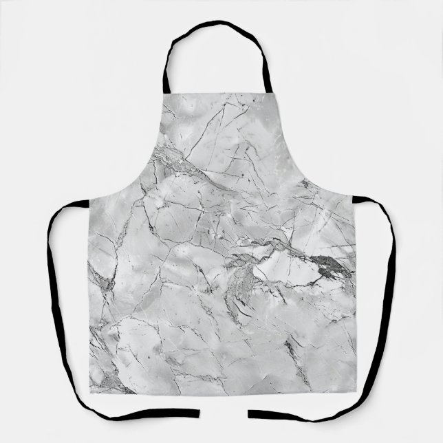 Whimsical Grey 'Regal Stone Vein' Marble Texture A Apron (Front)