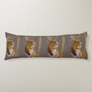 Whimsical Guinea Pig Harpist  Body Cushion