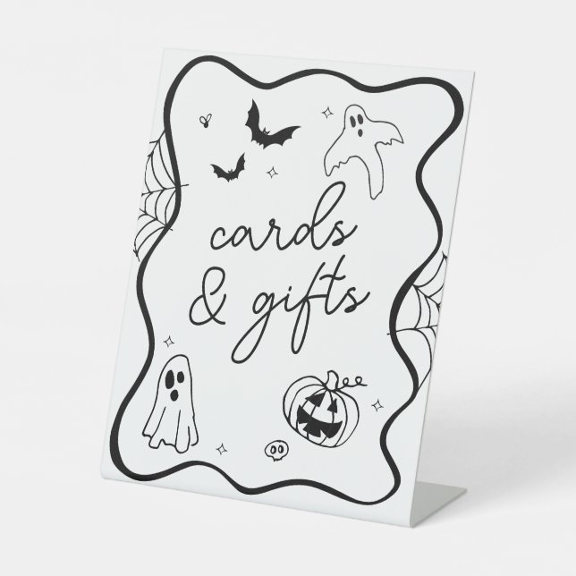 Whimsical Halloween Baby Shower Cards & Gifts Pedestal Sign (Front)