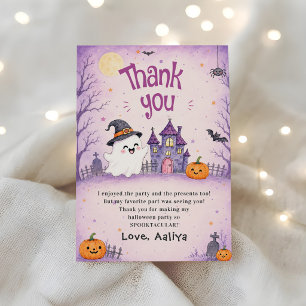 Whimsical Halloween Birthday Party Thank You Card