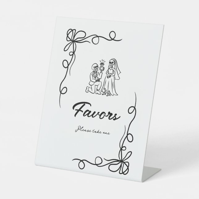 Whimsical Halloween Bridal Shower Favours Pedestal Sign (Front)