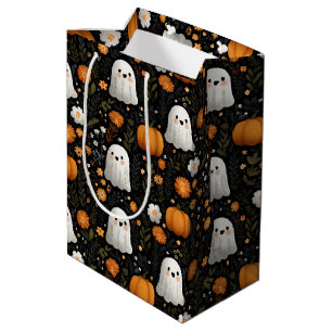 Whimsical Halloween Cute Ghosts & Pumpkins Design Medium Gift Bag