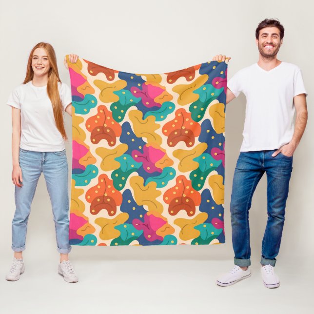 Whimsical Halloween Fall Leaves Seamless Pattern  Fleece Blanket (In Situ)