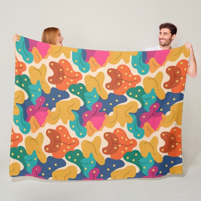 Whimsical Halloween Fall Leaves Seamless Pattern  Fleece Blanket (In Situ)
