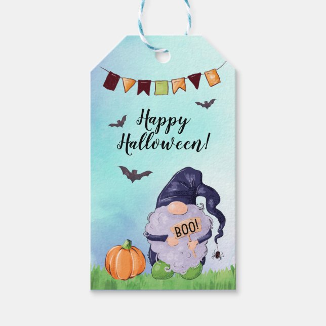 Whimsical Halloween Gnome Favour Gift Tags (Front)