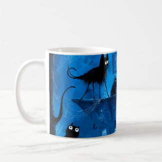 Whimsical Halloween Gothic Spooky Black Cats Coffee Mug
