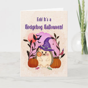 Whimsical Halloween Hedgehog Halloween Card