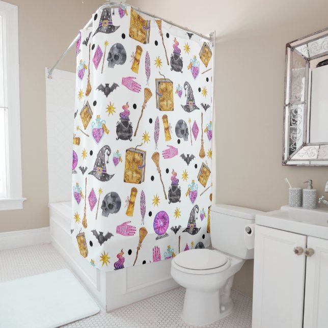 Whimsical Halloween Magic Magical Festive Holiday Shower Curtain (In Situ)