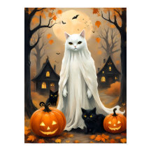 Whimsical Halloween Night – Ghostly Cat