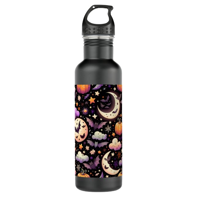 Whimsical Halloween Night Sky Pattern 710 Ml Water Bottle (Front)