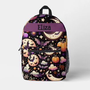 Whimsical Halloween Night Sky Pattern Printed Backpack