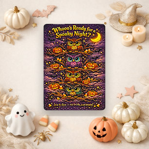Whimsical Halloween Owl Pumpkin Night  Invitation