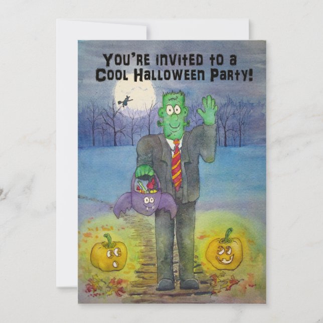 Whimsical Halloween Party Invite Invitation Cute (Front)